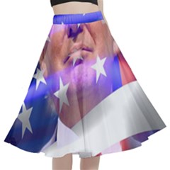 Donald Trump Flag A-line Full Circle Midi Skirt With Pocket by vintagetrump