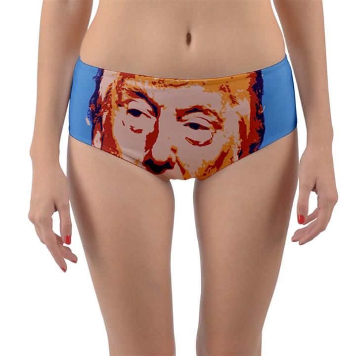 Orange Donald Trump Reversible Mid-Waist Bikini Bottoms