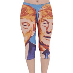 Orange Donald Trump Velvet Capri Leggings  by vintagetrump