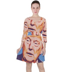 Orange Donald Trump Quarter Sleeve Ruffle Waist Dress by vintagetrump