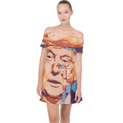 Orange Donald Trump Off Shoulder Chiffon Dress by vintagetrump