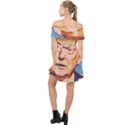 Orange Donald Trump Off Shoulder Chiffon Dress View2