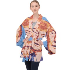 Orange Donald Trump Long Sleeve Velvet Kimono  by vintagetrump