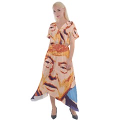 Orange Donald Trump Cross Front Sharkbite Hem Maxi Dress by vintagetrump