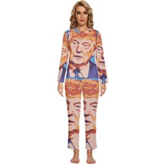 Orange Donald Trump Womens  Long Sleeve Lightweight Pajamas Set by vintagetrump