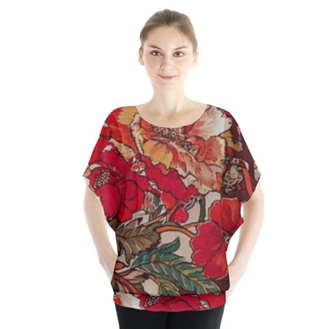 Floral Design 05 Batwing Chiffon Blouse by myclothy