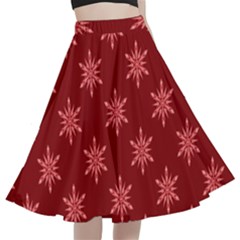 Illustrations Red Abstract Pattern Seamless Texture A-line Full Circle Midi Skirt With Pocket by Hannah976