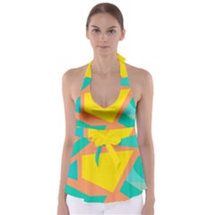 Geometric Design 02 Tie Back Tankini Top by myclothy