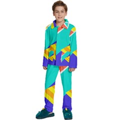 Geometric  Design 04 Kids  Long Sleeve Velvet Pajamas Set by myclothy