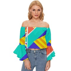 Geometric  Design 04 Off Shoulder Flutter Bell Sleeve Top by myclothy