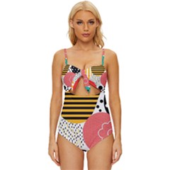 Geometric Design 07 Knot Front One-piece Swimsuit by myclothy