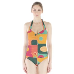 Geometric Design 08 Halter Swimsuit by myclothy