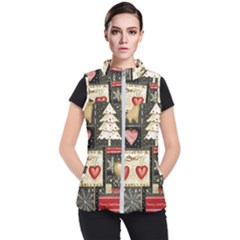 Christmas Reindeer Women s Puffer Vest by Posterlux