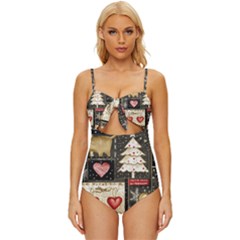 Christmas Reindeer Knot Front One-piece Swimsuit by Posterlux