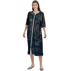 Forest Jungle Trees Tropics Women s Cotton 3/4 Sleeve Nightgown by Bedest