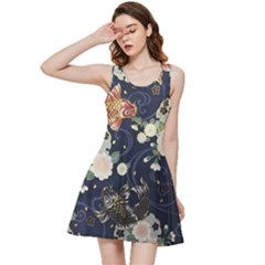 Japanese Wave Koi Illustration Pattern Inside Out Racerback Dress by Ndabl3x