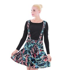 Leaves Pattern Patterns Colorful Suspender Skater Skirt by Posterlux