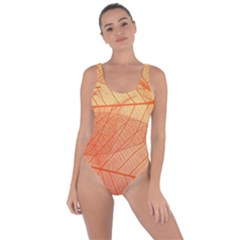 Abstract Texture Of Colorful Bright Pattern Of Transparent Leaves Of Orange And Yellow Color Bring Sexy Back Swimsuit by Posterlux