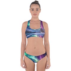 Northern Lights Aurora Night Nature Cross Back Hipster Bikini Set by Posterlux