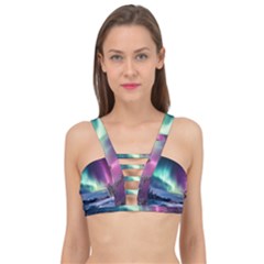 Northern Lights Aurora Night Nature Cage Up Bikini Top by Posterlux