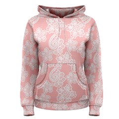 Lace White Ornamental Textile Women s Pullover Hoodie by Paksenen