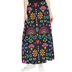 Mexican Folk Art Seamless Pattern Colorful Maxi Chiffon Skirt by Paksenen