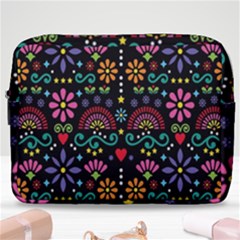 Mexican Folk Art Seamless Pattern Colorful Make Up Pouch (large) by Paksenen