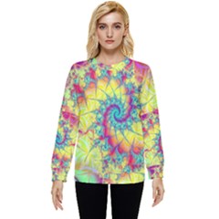 Fractal Spiral Abstract Background Vortex Yellow Hidden Pocket Sweatshirt by Ket1n9