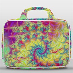 Fractal Spiral Abstract Background Vortex Yellow Travel Toiletry Bag With Hanging Hook by Ket1n9