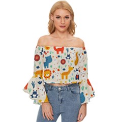 Pet Animal 03 Off Shoulder Flutter Bell Sleeve Top by myclothy