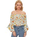 Pet Animal 04 Off Shoulder Flutter Bell Sleeve Top View1