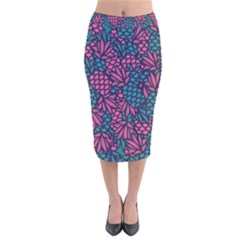 Summer Pineapples Velvet Midi Pencil Skirt by Paksenen