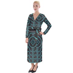 Retro Mobile Device Output Device Velvet Maxi Wrap Dress by Bedest