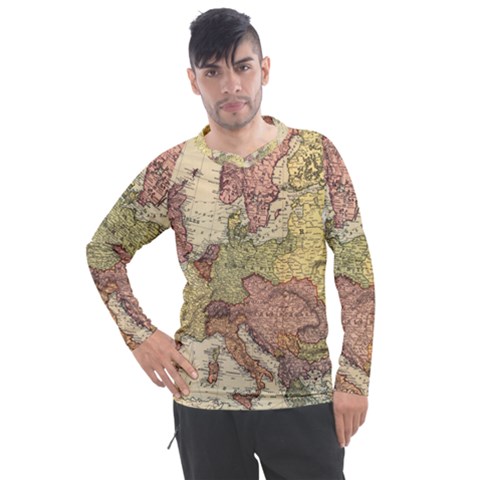 Retro Old Vintage Map Of Europe Men s Pique Long Sleeve T-shirt by Bedest