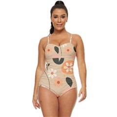 Minimalist Pattern With Simple Lines,flower And Shapes, Creating A Clean And Modern Retro Full Coverage Swimsuit by myclothy