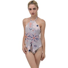  Minimalist Pattern With Simple Lines,flower And Shapes, Creating A Clean And Modern Go With The Flow One Piece Swimsuit by myclothy