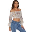  Minimalist Pattern With Simple Lines,flower And Shapes, Creating A Clean And Modern Long Sleeve Crinkled Weave Crop Top View3