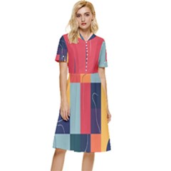  Minimalist Pattern With Simple Lines And Shapes, Creating A Clean And Modern Aesthe Button Top Knee Length Dress by myclothy