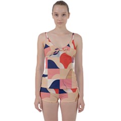 Minimalist Pattern With Simple Lines And Shapes, Creating A Clean And Modern Aesthe Tie Front Two Piece Tankini by myclothy