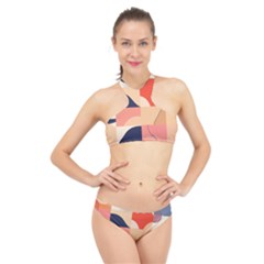 Minimalist Pattern With Simple Lines And Shapes, Creating A Clean And Modern Aesthe High Neck Bikini Set by myclothy