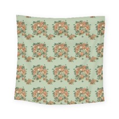 Retro 1880s Flowers Pattern 19 Square Tapestry (small) by violetheavensky