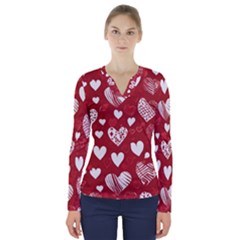 Valentine V-neck Long Sleeve Top by pollyparadiseartshop