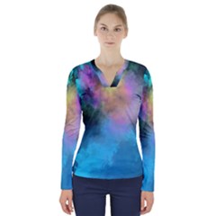 Smokescreen V-neck Long Sleeve Top by pollyparadiseartshop