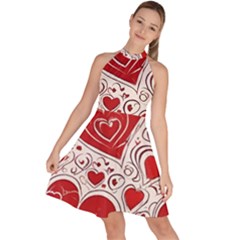 Be My Valentine Sleeveless Halter Neck A-line Dress by pollyparadiseartshop