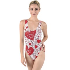 Be My Valentine High Leg Strappy Swimsuit by pollyparadiseartshop