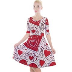 Be My Valentine Quarter Sleeve A-line Dress With Pockets by pollyparadiseartshop