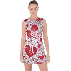 Be My Valentine Lace Up Front Bodycon Dress by pollyparadiseartshop