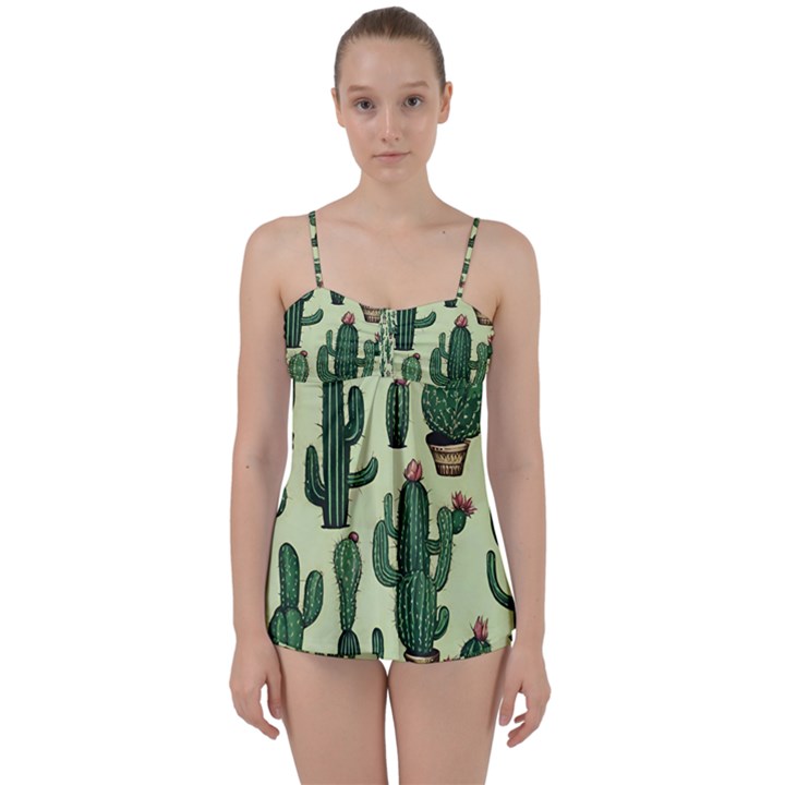 Cactus  Babydoll Tankini Set