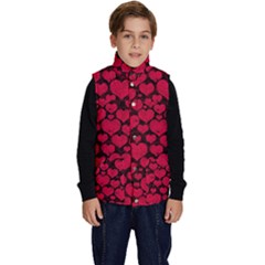 Valentines Day Hearts Pattern Love Red Kid s Button Up Puffer Vest by Maspions