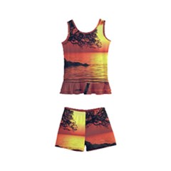 Sunset Nature Sea Dusk Landscape Kids  Boyleg Swimsuit by Salmanaz77